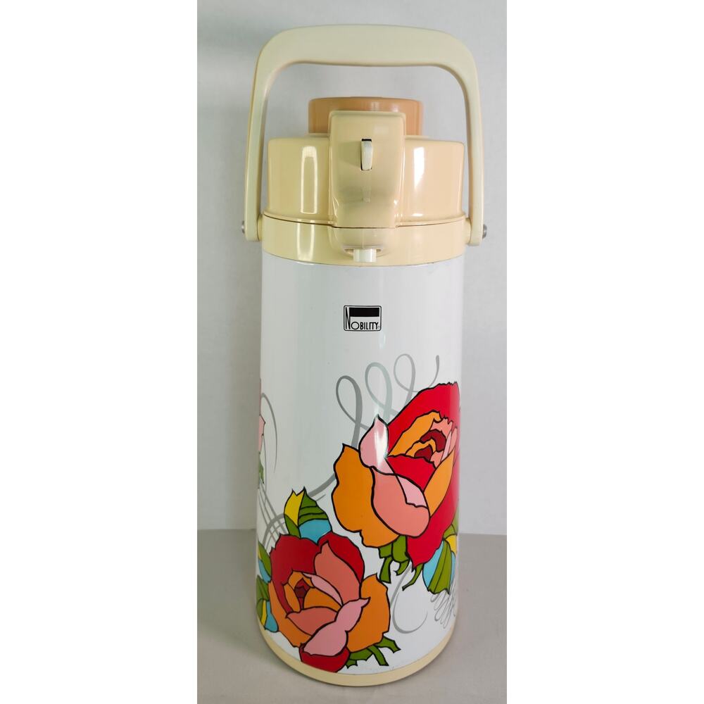 Vintage Nobility Vaccumm Thermo-Aire-Jug 1.9 L (1/2 gal) Floral Thermos